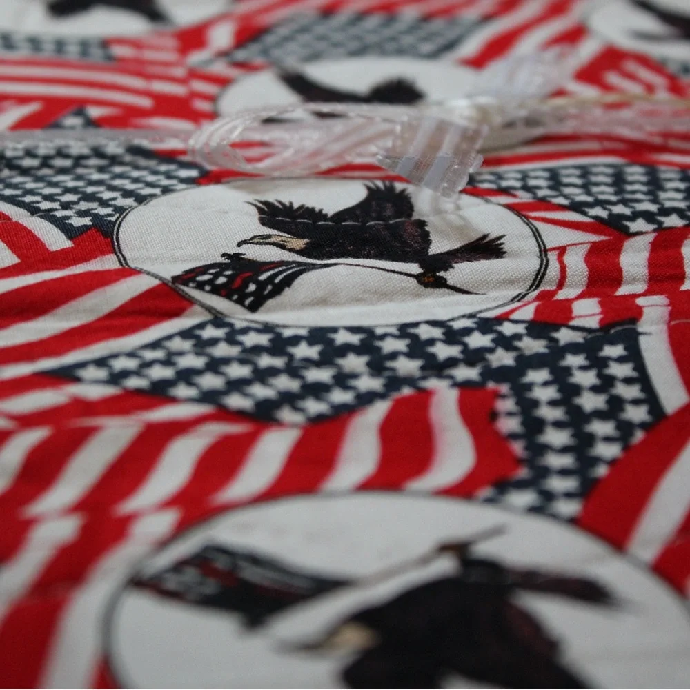 Handmade Red White Blue Patriotic July 4th American Flags Quilted Placemats OS